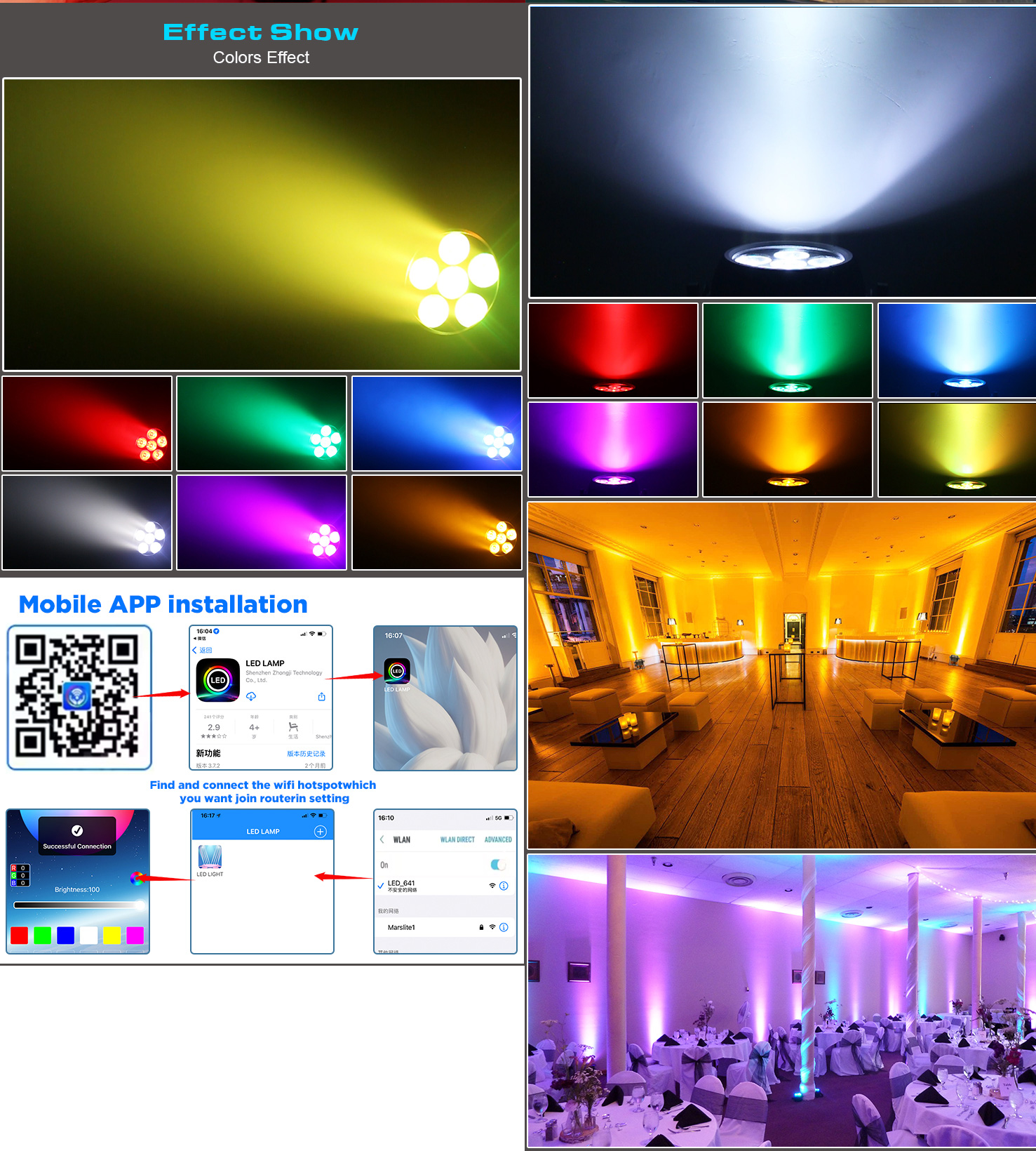 IP65 6*20W Uplights Battery Wireless Wedding Party Dj Par Light