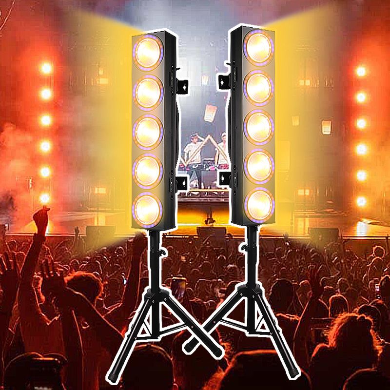 5x100W Amber+Warm White+RGB Blinder Lights+Ring Effect Led Strobe Light