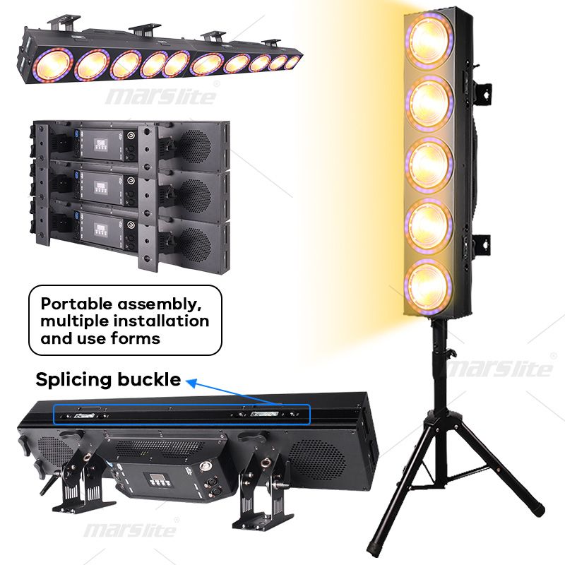 5x100W Amber+Warm White+RGB Blinder Lights+Ring Effect Led Strobe Light