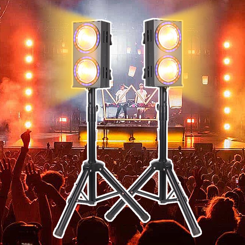 2x100W Amber+Warm White+RGB Blinder Lights+Ring Effect Led Strobe Light