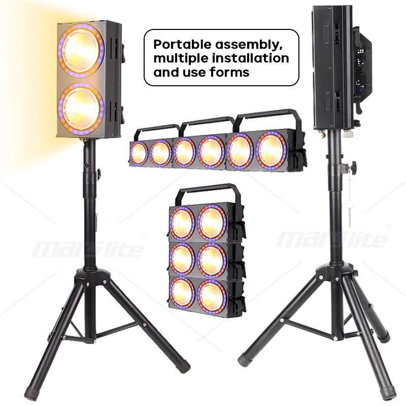 2x100W Amber+Warm White+RGB Blinder Lights+Ring Effect Led Strobe Light