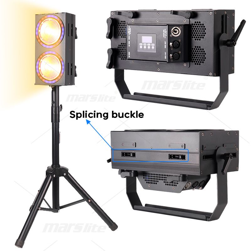2x100W Amber+Warm White+RGB Blinder Lights+Ring Effect Led Strobe Light