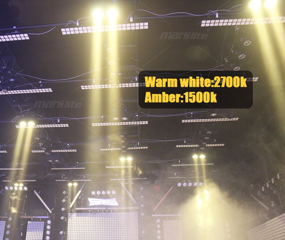 2x100W Amber+Warm White+RGB Blinder Lights+Ring Effect Led Strobe Light